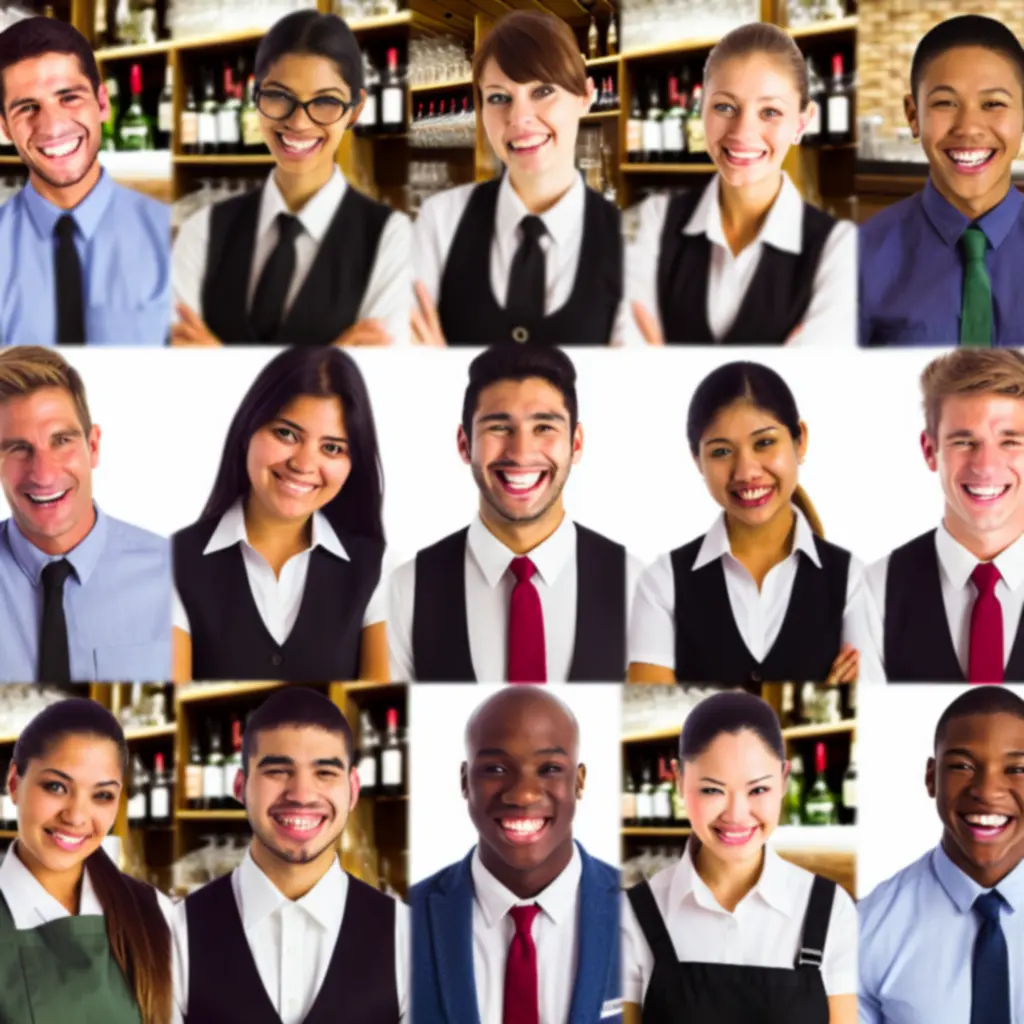 Friendly restaurant staff at Suom Fun Ville posing together behind the bar.