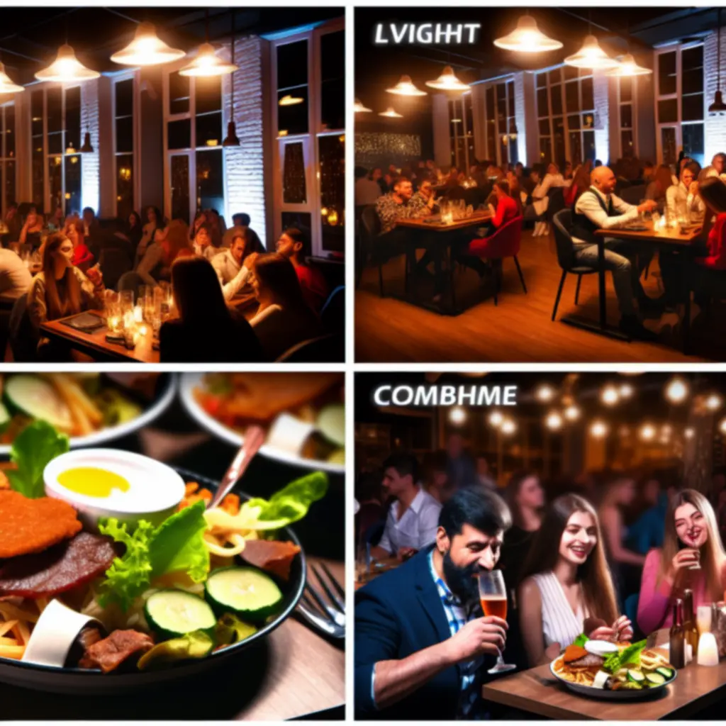 Late-night bar scene with snacks and drinks under colourful lighting at Suom Fun Ville.