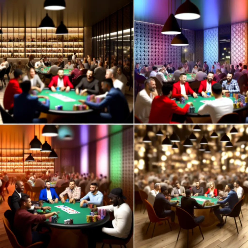 Interior view of Suom Fun Ville poker and dining area with a modern, lively setup.