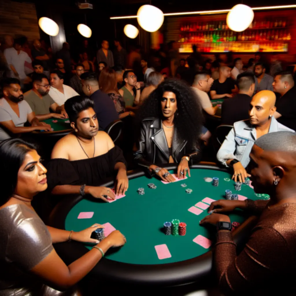 Players gathered around a poker table during a tournament night at Suom Fun Ville